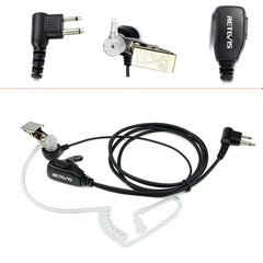 RETEVIS C9025 M 2 Pin PTT Air guide Noise Reduction Covert Acoustic Tube Earphone Microphone, C9025