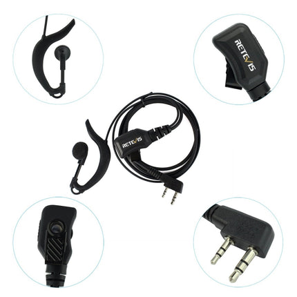 RETEVIS R-111 G Type PTT Adjustable Volume Earphone Microphone for H-777/RT-5R/RT1/RT2/RT5, R-111 K Head