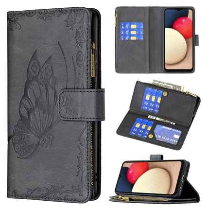 Flying Butterfly Embossing Pattern Zipper Horizontal Flip Leather Case with Holder & Card Slots & Wallet, For Samsung Galaxy A02s, For Samsung Galaxy A02, For Samsung Galaxy A11, For Samsung Galaxy A12, For Samsung Galaxy A21s