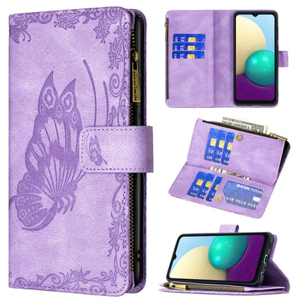 Flying Butterfly Embossing Pattern Zipper Horizontal Flip Leather Case with Holder & Card Slots & Wallet, For Samsung Galaxy A02s, For Samsung Galaxy A02, For Samsung Galaxy A11, For Samsung Galaxy A12, For Samsung Galaxy A21s
