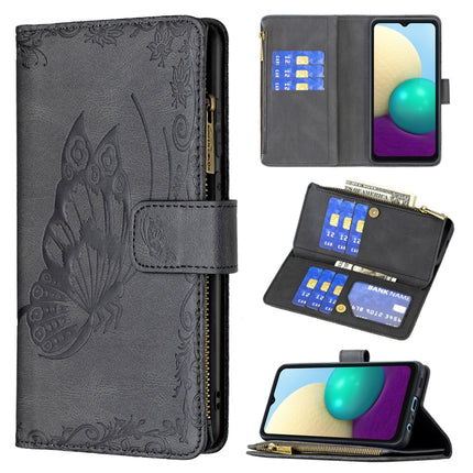Flying Butterfly Embossing Pattern Zipper Horizontal Flip Leather Case with Holder & Card Slots & Wallet, For Samsung Galaxy A02s, For Samsung Galaxy A02, For Samsung Galaxy A11, For Samsung Galaxy A12, For Samsung Galaxy A21s