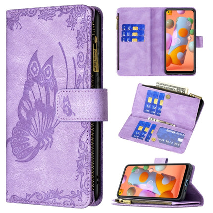 Flying Butterfly Embossing Pattern Zipper Horizontal Flip Leather Case with Holder & Card Slots & Wallet, For Samsung Galaxy A02s, For Samsung Galaxy A02, For Samsung Galaxy A11, For Samsung Galaxy A12, For Samsung Galaxy A21s