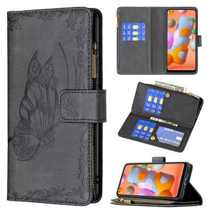 Flying Butterfly Embossing Pattern Zipper Horizontal Flip Leather Case with Holder & Card Slots & Wallet, For Samsung Galaxy A02s, For Samsung Galaxy A02, For Samsung Galaxy A11, For Samsung Galaxy A12, For Samsung Galaxy A21s