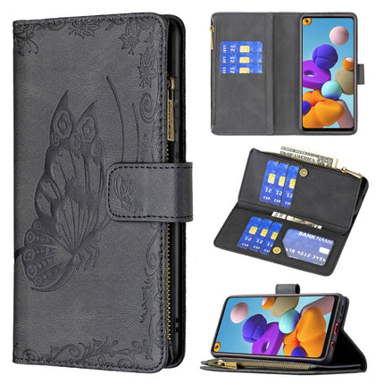 Flying Butterfly Embossing Pattern Zipper Horizontal Flip Leather Case with Holder & Card Slots & Wallet, For Samsung Galaxy A02s, For Samsung Galaxy A02, For Samsung Galaxy A11, For Samsung Galaxy A12, For Samsung Galaxy A21s