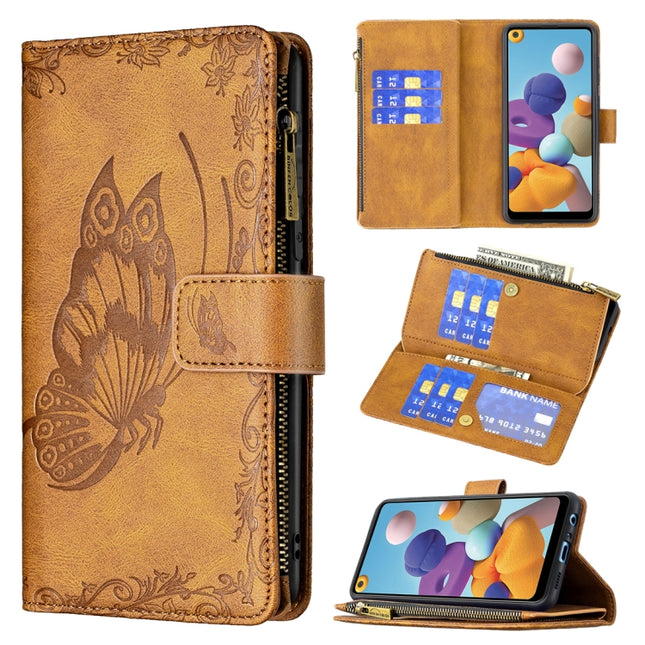 Flying Butterfly Embossing Pattern Zipper Horizontal Flip Leather Case with Holder & Card Slots & Wallet, For Samsung Galaxy A21, For Samsung Galaxy A31, For Samsung Galaxy A32 5G, For Samsung Galaxy A41, For Samsung Galaxy A42