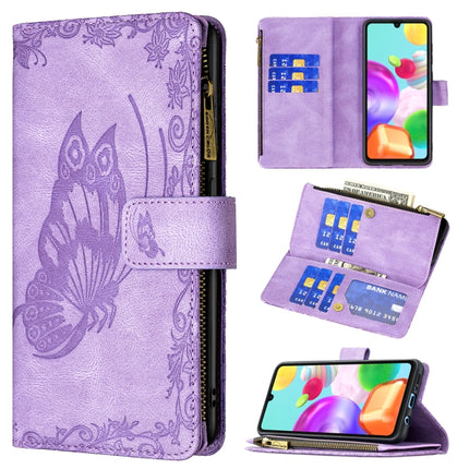 Flying Butterfly Embossing Pattern Zipper Horizontal Flip Leather Case with Holder & Card Slots & Wallet, For Samsung Galaxy A21, For Samsung Galaxy A31, For Samsung Galaxy A32 5G, For Samsung Galaxy A41, For Samsung Galaxy A42