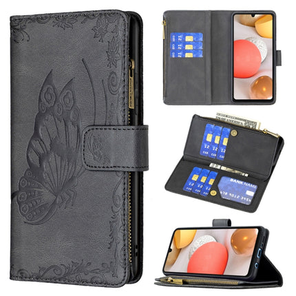 Flying Butterfly Embossing Pattern Zipper Horizontal Flip Leather Case with Holder & Card Slots & Wallet, For Samsung Galaxy A21, For Samsung Galaxy A31, For Samsung Galaxy A32 5G, For Samsung Galaxy A41, For Samsung Galaxy A42