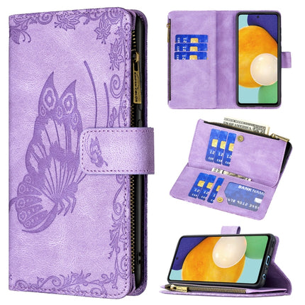 Flying Butterfly Embossing Pattern Zipper Horizontal Flip Leather Case with Holder & Card Slots & Wallet, For Samsung Galaxy A51 4G, For Samsung Galaxy A52 4G / 5G, For Samsung Galaxy A71 4G, For Samsung Galaxy A72 4G / 5G, For Samsung Galaxy S20