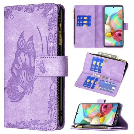 Flying Butterfly Embossing Pattern Zipper Horizontal Flip Leather Case with Holder & Card Slots & Wallet, For Samsung Galaxy A51 4G, For Samsung Galaxy A52 4G / 5G, For Samsung Galaxy A71 4G, For Samsung Galaxy A72 4G / 5G, For Samsung Galaxy S20