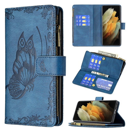 Flying Butterfly Embossing Pattern Zipper Horizontal Flip Leather Case with Holder & Card Slots & Wallet, For Samsung Galaxy S21 Ultra 5G, For Samsung Galaxy S21 FE