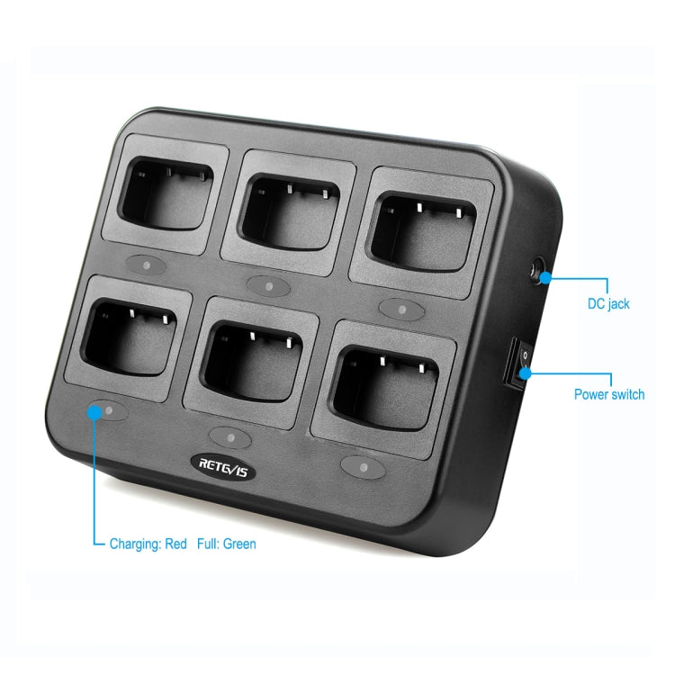 RETEVIS RTC777 Six-Way Walkie Talkie Charger for Retevis H777,, RTC777 UK Plug, RTC777 AU Plug, RTC777 US Plug, RTC777 EU Plug
