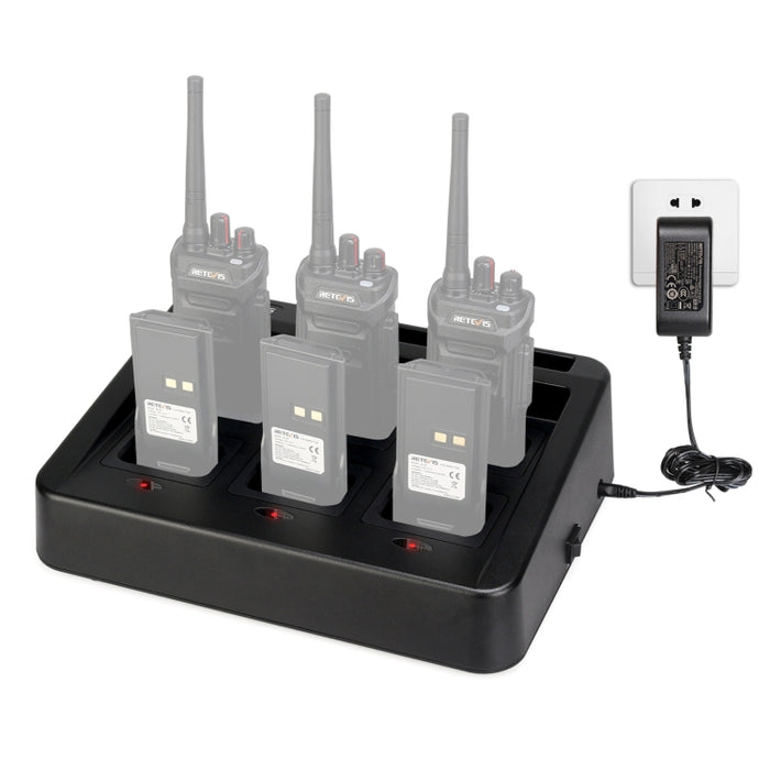 RETEVIS RTC48 Multi-function Interchangeable Slots Six-Way Walkie Talkie Charger for Retevis RT48/RT648, RTC48