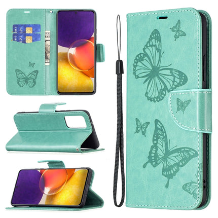 Embossing Two Butterflies Pattern Horizontal Flip PU Leather Case with Holder & Card Slot & Wallet & Lanyard, For Samsung Galaxy A22 5G, For Samsung Galaxy A82 5G
