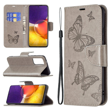 Embossing Two Butterflies Pattern Horizontal Flip PU Leather Case with Holder & Card Slot & Wallet & Lanyard, For Samsung Galaxy A22 5G, For Samsung Galaxy A82 5G