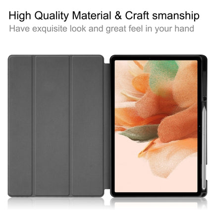 Custer Pattern Pure Color TPU Smart Tablet Holster with Sleep Function & 3-Fold Holder & Pen Slot, For Samsung Galaxy Tab S7 Lite T730 / T735