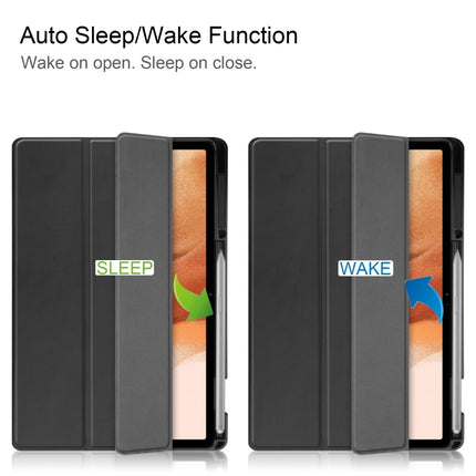 Custer Pattern Pure Color TPU Smart Tablet Holster with Sleep Function & 3-Fold Holder & Pen Slot, For Samsung Galaxy Tab S7 Lite T730 / T735