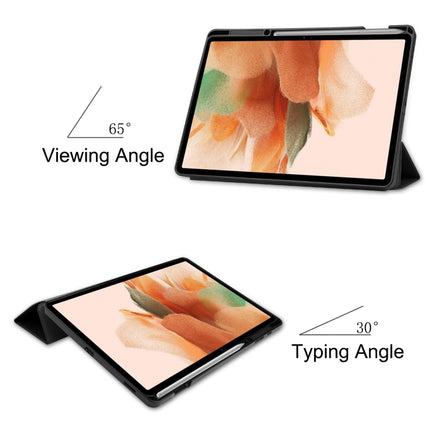 Custer Pattern Pure Color TPU Smart Tablet Holster with Sleep Function & 3-Fold Holder & Pen Slot, For Samsung Galaxy Tab S7 Lite T730 / T735