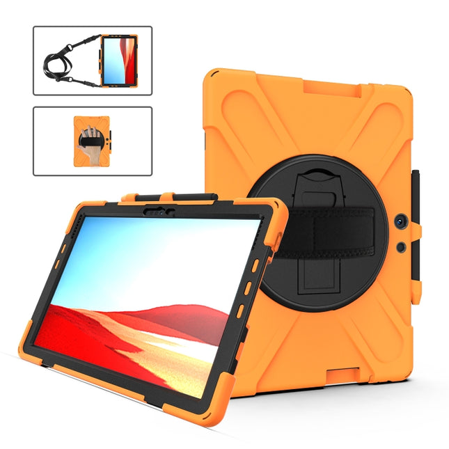Shockproof Colorful Silicone + PC Protective Case with Holder & Hand Strap & Shoulder Strap, For Microsoft Surface Pro X / Pro X 2021