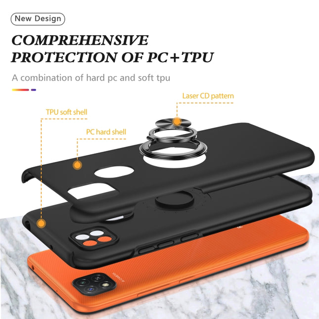 PC + TPU Shockproof Magnetic Protective Case with Invisible Ring Holder, For Xiaomi Redmi 9C