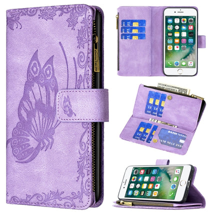 Flying Butterfly Embossing Pattern Zipper Horizontal Flip Leather Case with Holder & Card Slots & Wallet, For iPhone 8 / 7, For iPhone 8 Plus / 7 Plus, For iPhone XS / X, For iPhone XR