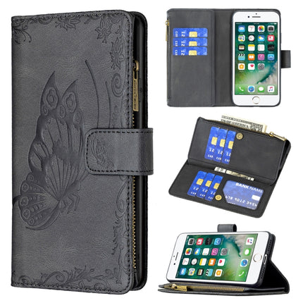 Flying Butterfly Embossing Pattern Zipper Horizontal Flip Leather Case with Holder & Card Slots & Wallet, For iPhone 8 / 7, For iPhone 8 Plus / 7 Plus, For iPhone XS / X, For iPhone XR