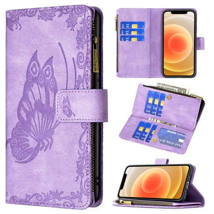 Flying Butterfly Embossing Pattern Zipper Horizontal Flip Leather Case with Holder & Card Slots & Wallet, For iPhone 12 mini, For iPhone 12, For iPhone 12 Pro, For iPhone 12 Pro Max