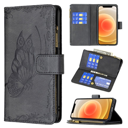 Flying Butterfly Embossing Pattern Zipper Horizontal Flip Leather Case with Holder & Card Slots & Wallet, For iPhone 12 mini, For iPhone 12, For iPhone 12 Pro, For iPhone 12 Pro Max