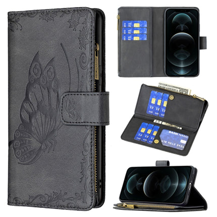 Flying Butterfly Embossing Pattern Zipper Horizontal Flip Leather Case with Holder & Card Slots & Wallet, For iPhone 12 mini, For iPhone 12, For iPhone 12 Pro, For iPhone 12 Pro Max