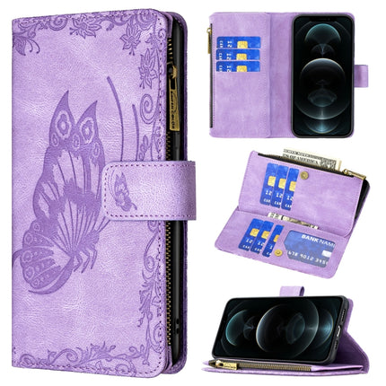 Flying Butterfly Embossing Pattern Zipper Horizontal Flip Leather Case with Holder & Card Slots & Wallet, For iPhone 12 mini, For iPhone 12, For iPhone 12 Pro, For iPhone 12 Pro Max
