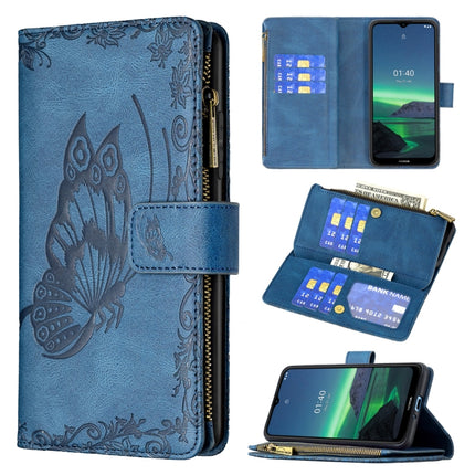 Flying Butterfly Embossing Pattern Zipper Horizontal Flip Leather Case with Holder & Card Slots & Wallet, For Nokia 1.4, For Nokia 3.4