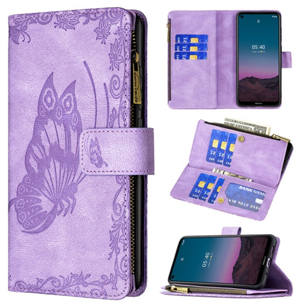 Flying Butterfly Embossing Pattern Zipper Horizontal Flip Leather Case with Holder & Card Slots & Wallet, For Nokia 1.4, For Nokia 3.4
