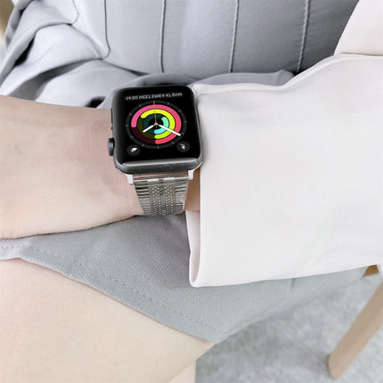 Double Lines Steel Replacement Strap Watchband, For Apple Watch Series 7  41mm / & 6 & SE & 5 & 4 40mm, For Apple Watch Series  7  45mm / & 6 & SE & 5 & 4 44mm