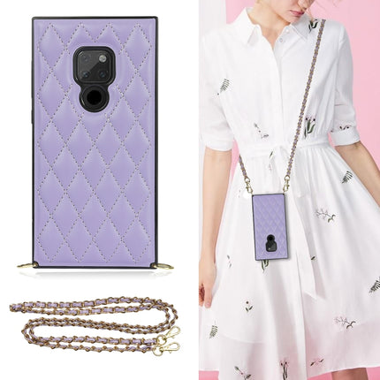 Elegant Rhombic Pattern Microfiber Leather +TPU Shockproof Case with Crossbody Strap Chain, For Huawei Mate 40 Pro, For Huawei Mate 20, For Huawei Mate 20 Lite, For Huawei Mate 20 Pro