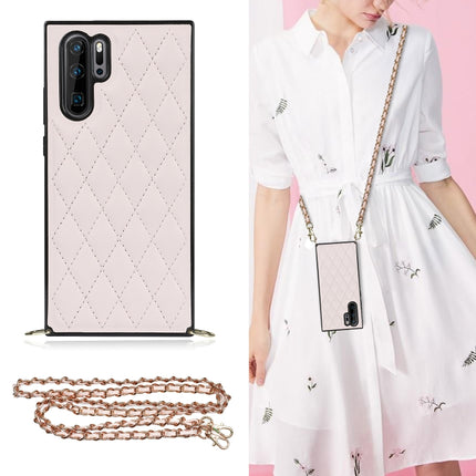 Elegant Rhombic Pattern Microfiber Leather +TPU Shockproof Case with Crossbody Strap Chain, For Huawei Mate 30, For Huawei P30 Pro, For Huawei P30 Lite, For Huawei P40