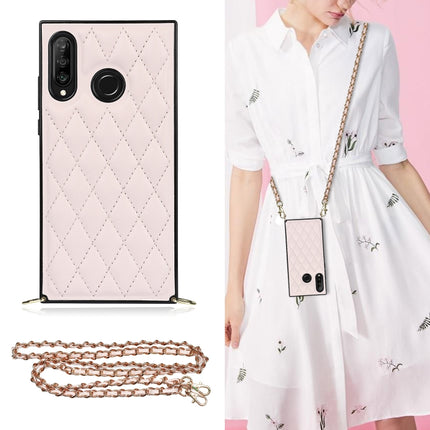 Elegant Rhombic Pattern Microfiber Leather +TPU Shockproof Case with Crossbody Strap Chain, For Huawei Mate 30, For Huawei P30 Pro, For Huawei P30 Lite, For Huawei P40