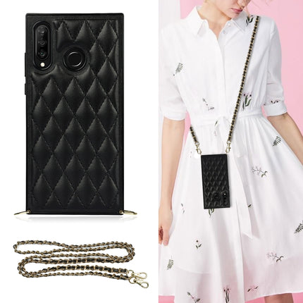Elegant Rhombic Pattern Microfiber Leather +TPU Shockproof Case with Crossbody Strap Chain, For Huawei Mate 30, For Huawei P30 Pro, For Huawei P30 Lite, For Huawei P40