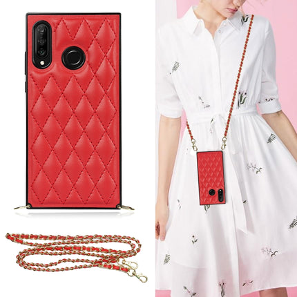 Elegant Rhombic Pattern Microfiber Leather +TPU Shockproof Case with Crossbody Strap Chain, For Huawei Mate 30, For Huawei P30 Pro, For Huawei P30 Lite, For Huawei P40