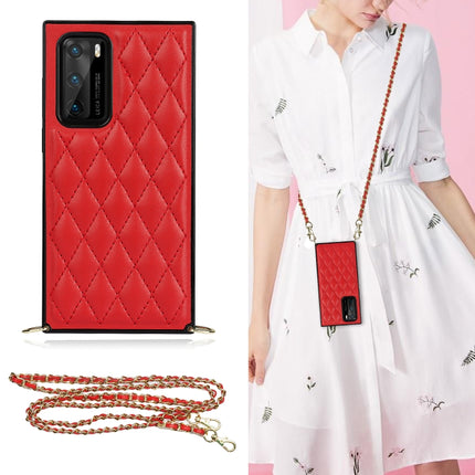Elegant Rhombic Pattern Microfiber Leather +TPU Shockproof Case with Crossbody Strap Chain, For Huawei Mate 30, For Huawei P30 Pro, For Huawei P30 Lite, For Huawei P40