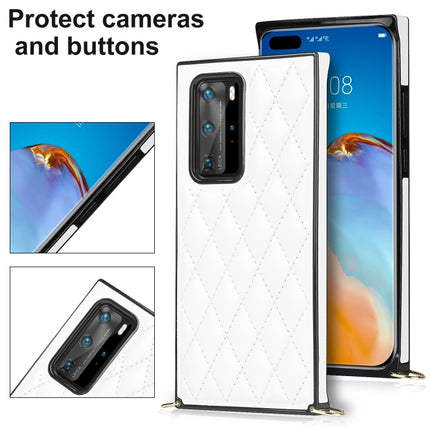 Elegant Rhombic Pattern Microfiber Leather +TPU Shockproof Case with Crossbody Strap Chain, For Huawei P40 Pro