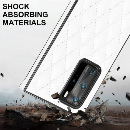 Elegant Rhombic Pattern Microfiber Leather +TPU Shockproof Case with Crossbody Strap Chain, For Huawei P40 Pro