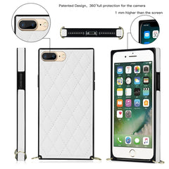 Elegant Rhombic Pattern Microfiber Leather +TPU Shockproof Case with Crossbody Strap Chain, For iPhone SE 2022 / SE 2020 / 8 / 7, For iPhone 8 Plus / 7 Plus, For iPhone X / XS, For iPhone XR