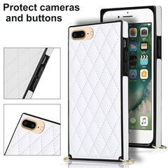 Elegant Rhombic Pattern Microfiber Leather +TPU Shockproof Case with Crossbody Strap Chain, For iPhone SE 2022 / SE 2020 / 8 / 7, For iPhone 8 Plus / 7 Plus, For iPhone X / XS, For iPhone XR