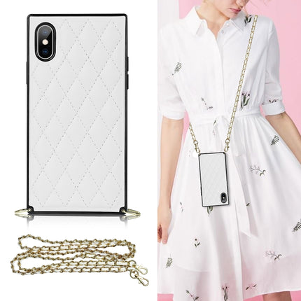Elegant Rhombic Pattern Microfiber Leather +TPU Shockproof Case with Crossbody Strap Chain, For iPhone XS Max, For iPhone 11, For iPhone 11 Pro, For iPhone 11 Pro Max