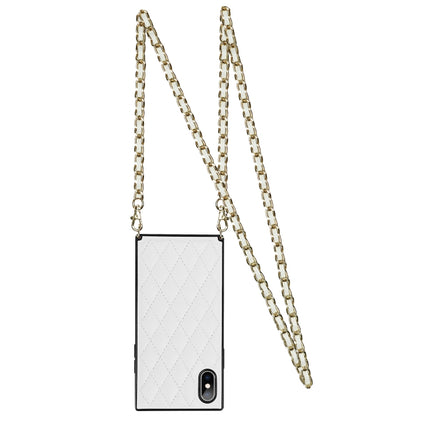 Elegant Rhombic Pattern Microfiber Leather +TPU Shockproof Case with Crossbody Strap Chain, For iPhone XS Max, For iPhone 11, For iPhone 11 Pro, For iPhone 11 Pro Max
