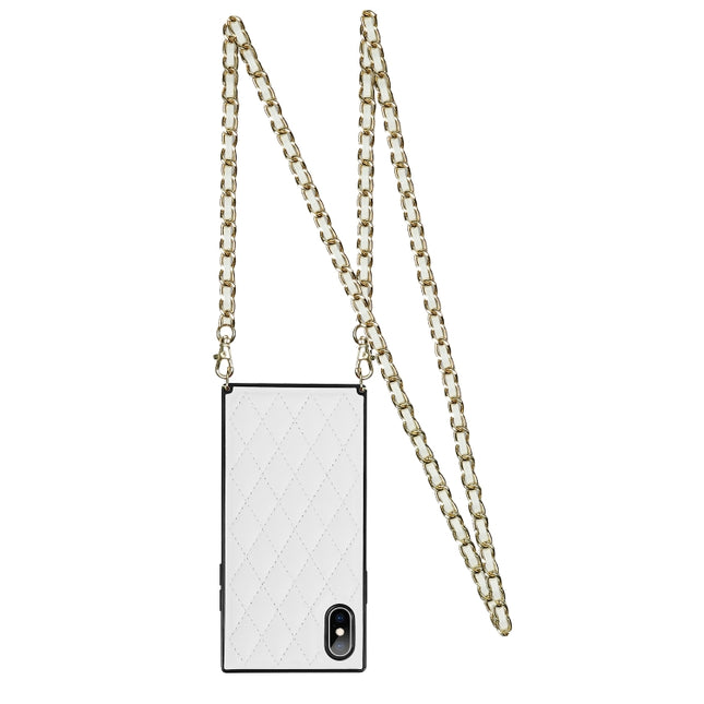 Elegant Rhombic Pattern Microfiber Leather +TPU Shockproof Case with Crossbody Strap Chain, For iPhone XS Max, For iPhone 11, For iPhone 11 Pro, For iPhone 11 Pro Max
