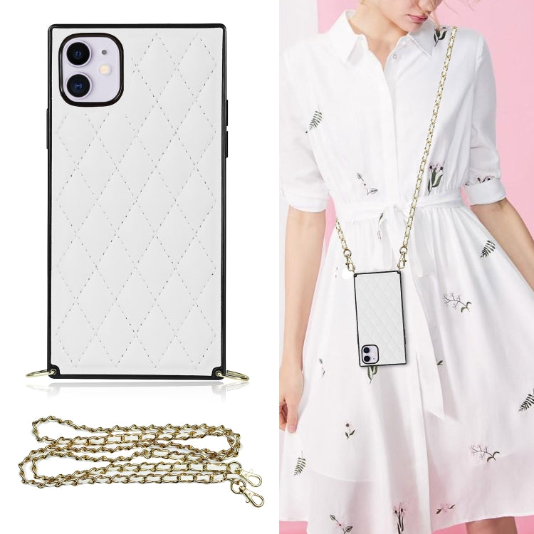 Elegant Rhombic Pattern Microfiber Leather +TPU Shockproof Case with Crossbody Strap Chain, For iPhone XS Max, For iPhone 11, For iPhone 11 Pro, For iPhone 11 Pro Max