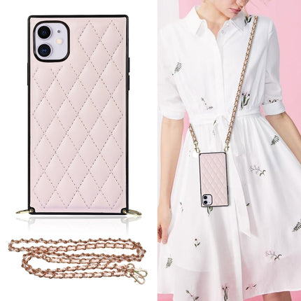 Elegant Rhombic Pattern Microfiber Leather +TPU Shockproof Case with Crossbody Strap Chain, For iPhone XS Max, For iPhone 11, For iPhone 11 Pro, For iPhone 11 Pro Max