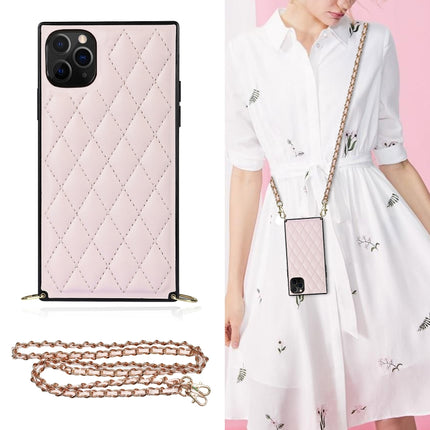 Elegant Rhombic Pattern Microfiber Leather +TPU Shockproof Case with Crossbody Strap Chain, For iPhone XS Max, For iPhone 11, For iPhone 11 Pro, For iPhone 11 Pro Max
