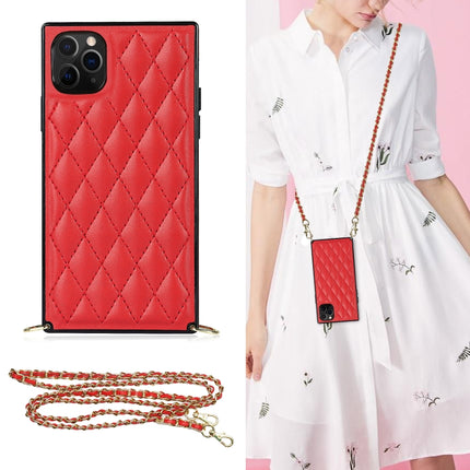 Elegant Rhombic Pattern Microfiber Leather +TPU Shockproof Case with Crossbody Strap Chain, For iPhone XS Max, For iPhone 11, For iPhone 11 Pro, For iPhone 11 Pro Max