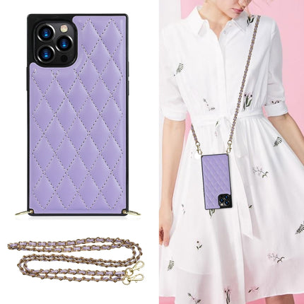 Elegant Rhombic Pattern Microfiber Leather +TPU Shockproof Case with Crossbody Strap Chain, For iPhone 12 mini, For iPhone 12 / 12 Pro, For iPhone 12 Pro Max